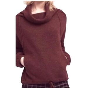 Anthropologie Field & Flower Maroon Cowl Neck Kangaroo Pocket Pullover Sweater S